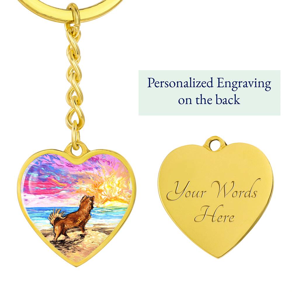 Beach Days - Chihuahua Heart Keychain