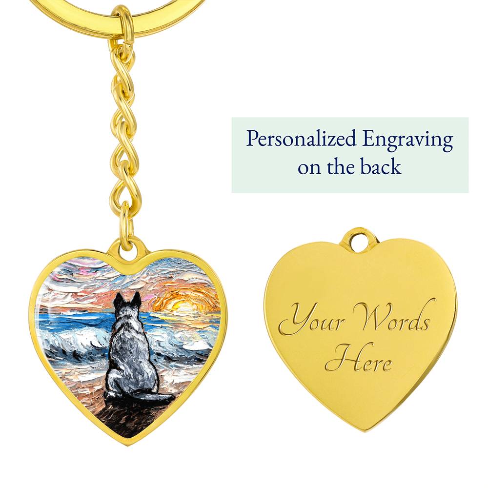 Beach Days, Blue Heeler Heart Keychain