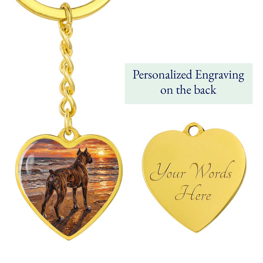 Beach Days - Brindle Boxer Heart Keychain