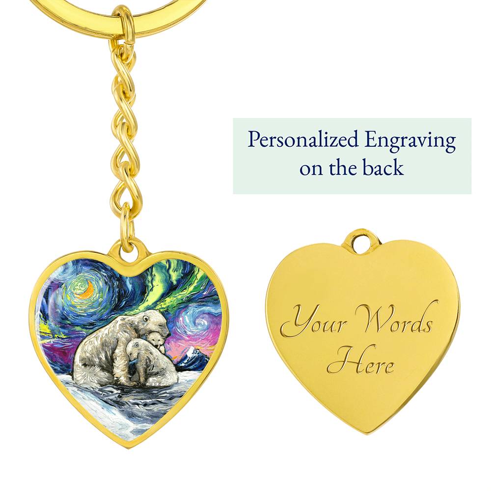 Polar Night Starry Night Heart Keychain