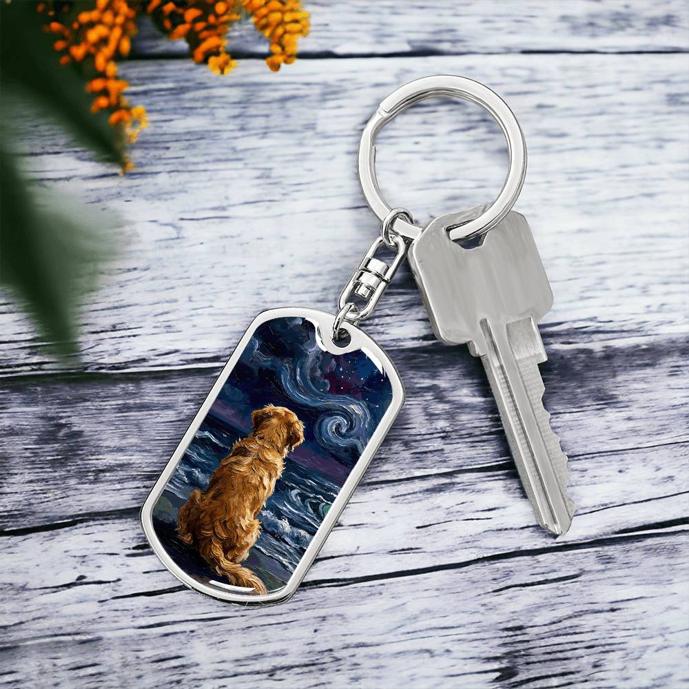 Beach Nights - Golden Retriever Dog Tag Keychain