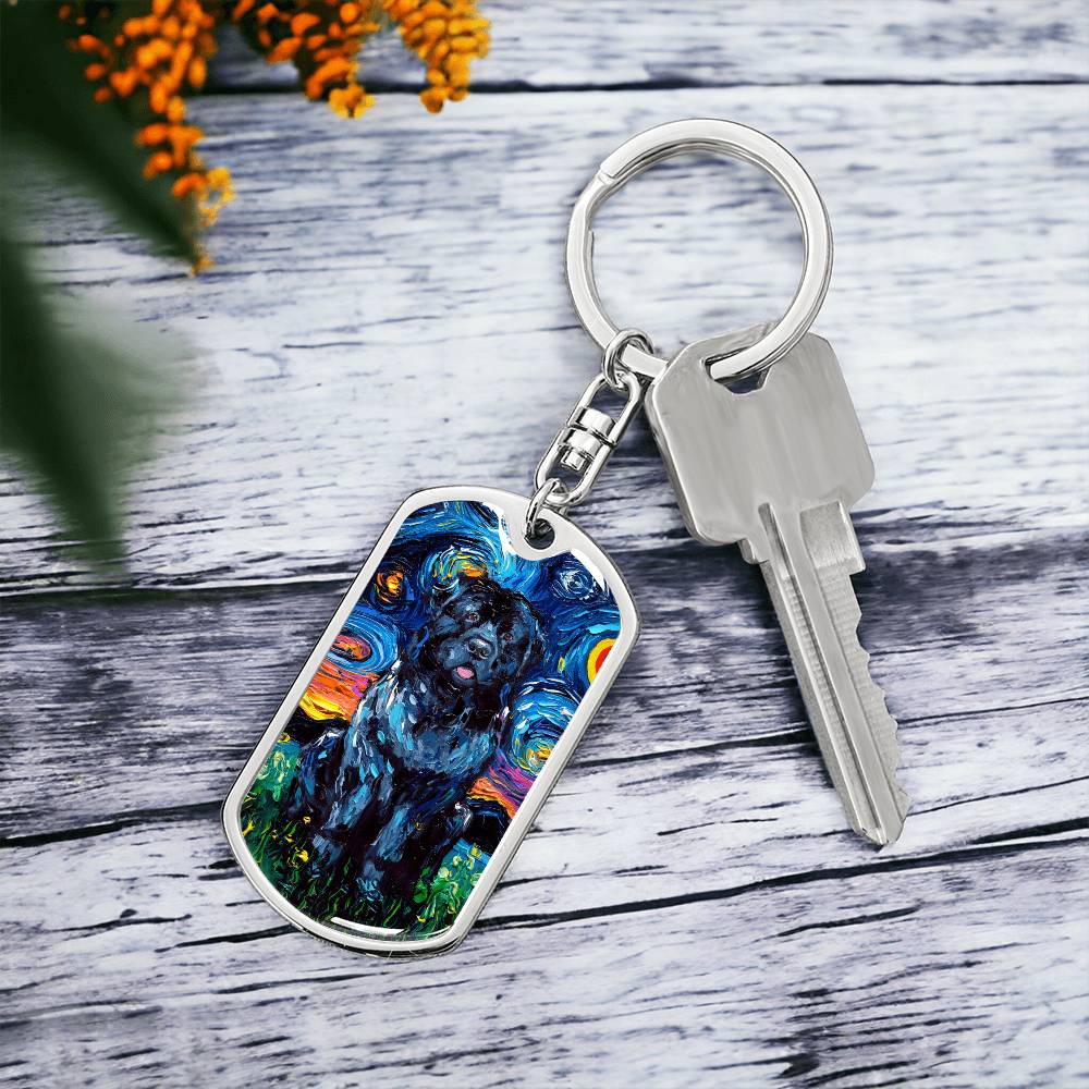 Newfoundland Starry Night Dog Tag Keychain