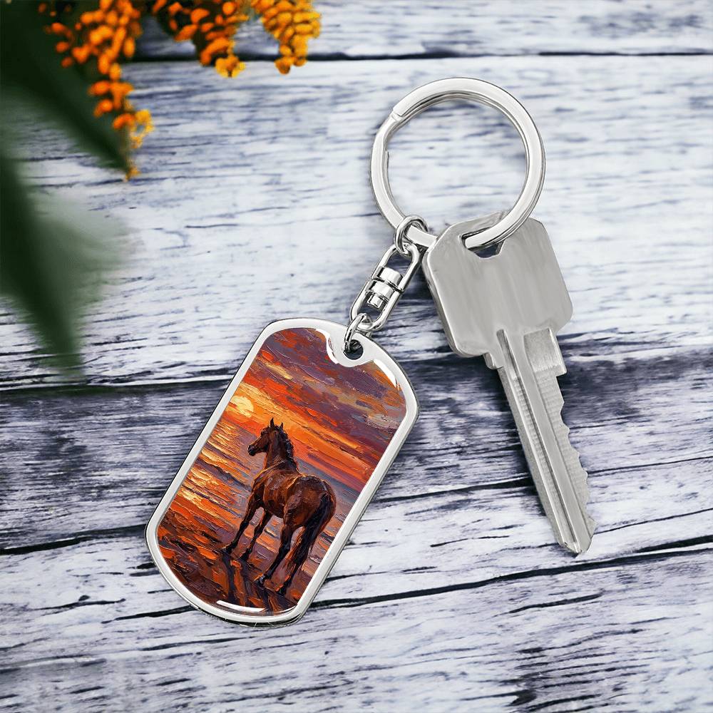 Sunset - Chocolate Mare Dog Tag Keychain