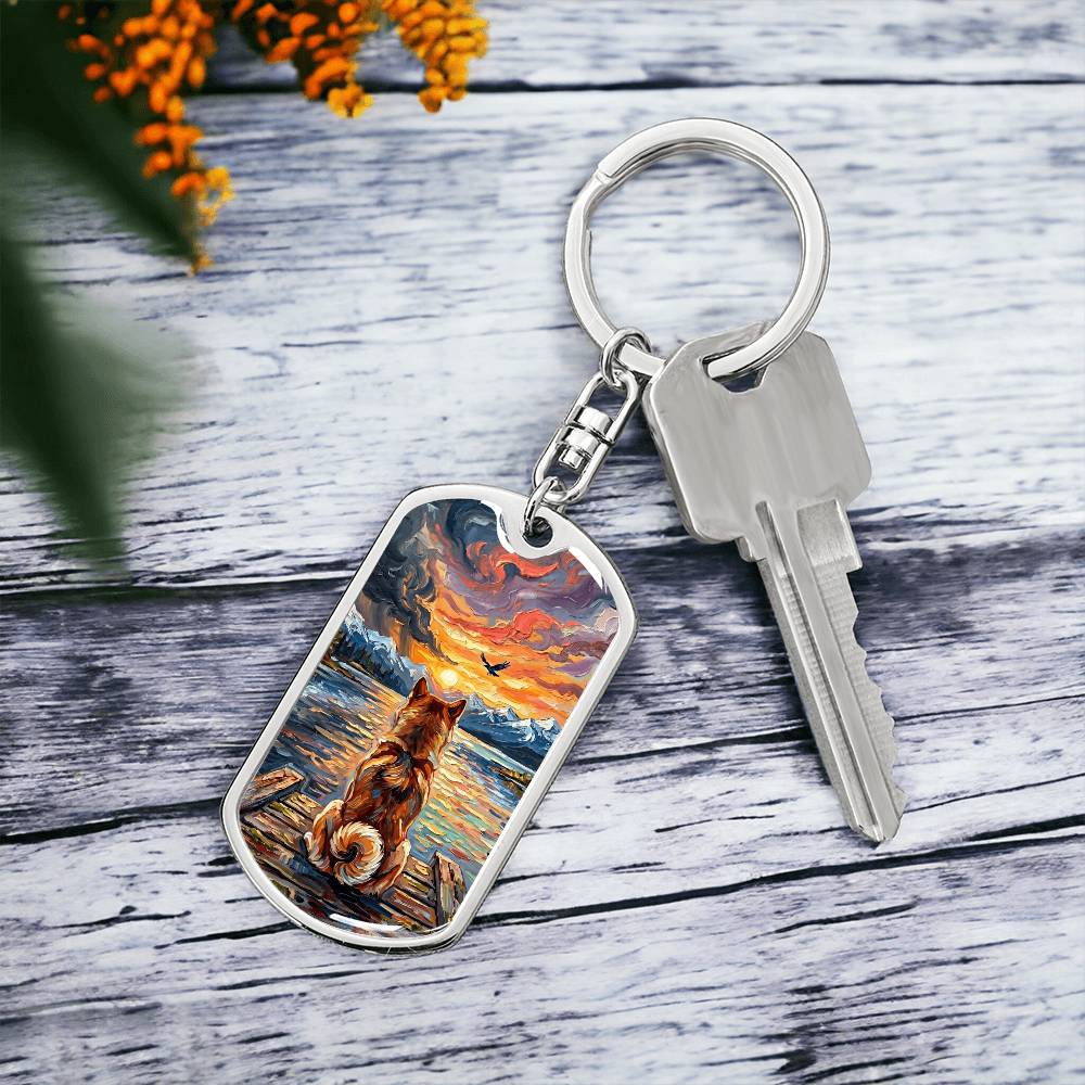 On The Dock - Shiba Inu Dog Tag Keychain
