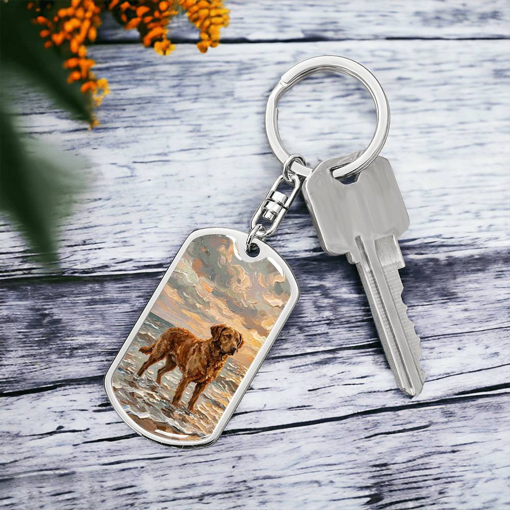 Beach Day - Chesapeake Bay Retriever Dog Tag Keychain