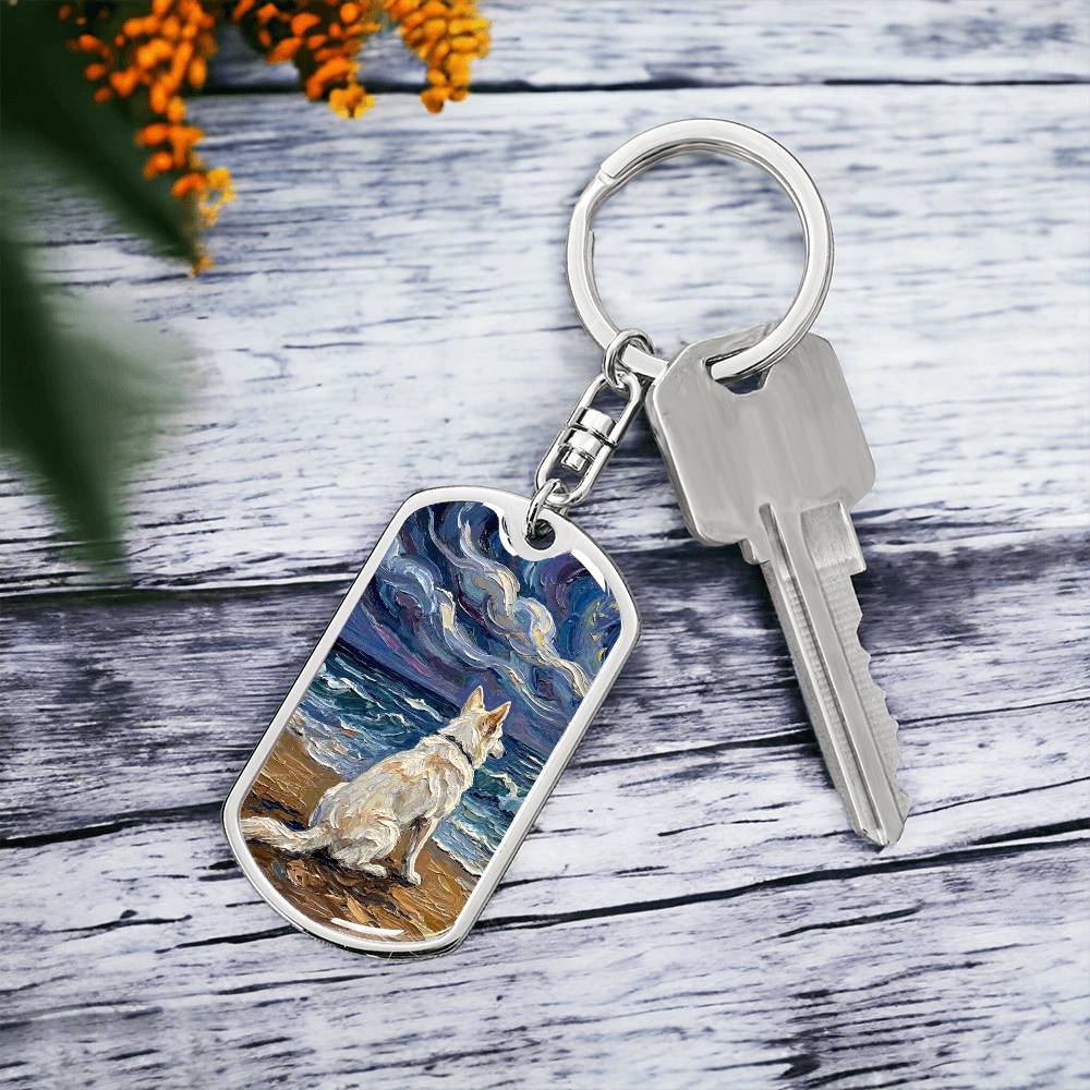 Beach Nights - Swiss Shepherd Dog Tag Keychain