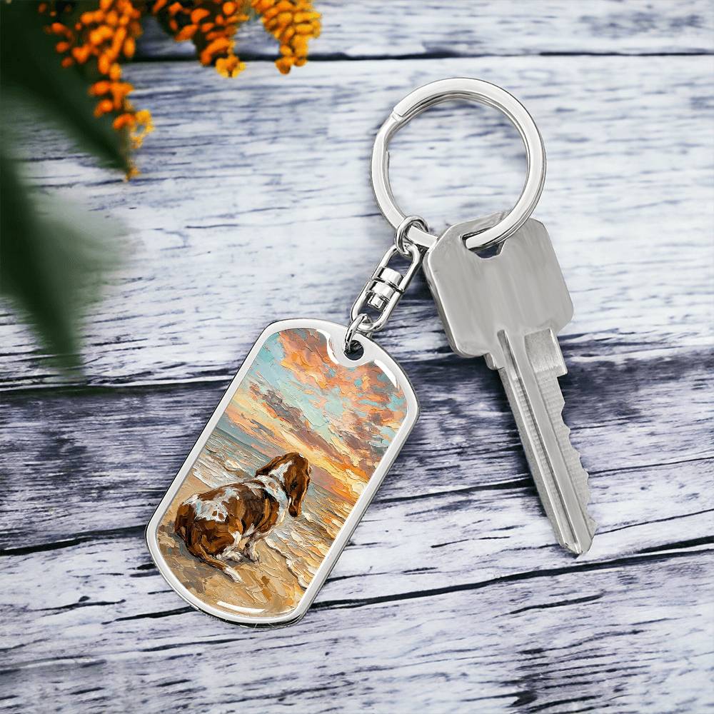 Beach Days - Basset Hound Dog Tag Keychain