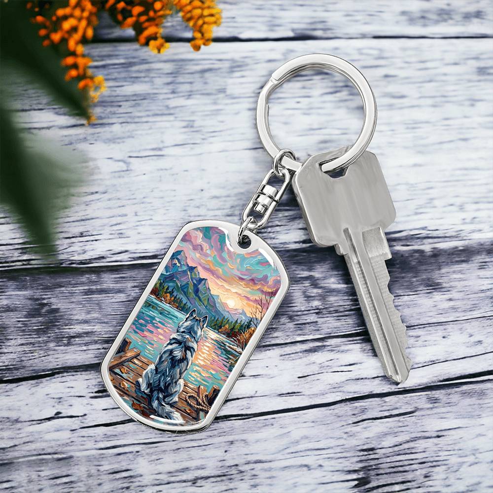 On The Dock - Husky Dog Tag Keychain