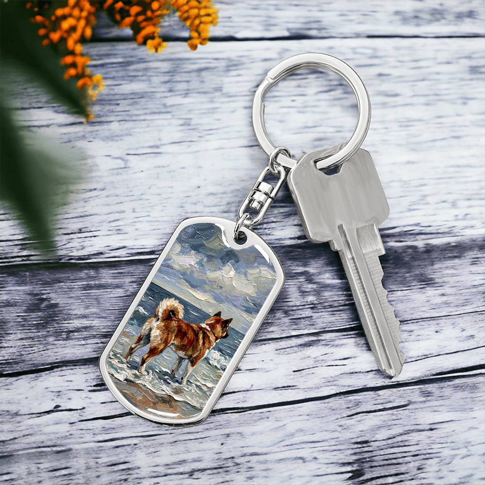 Beach Day - Akita Inu Dog Tag Keychain