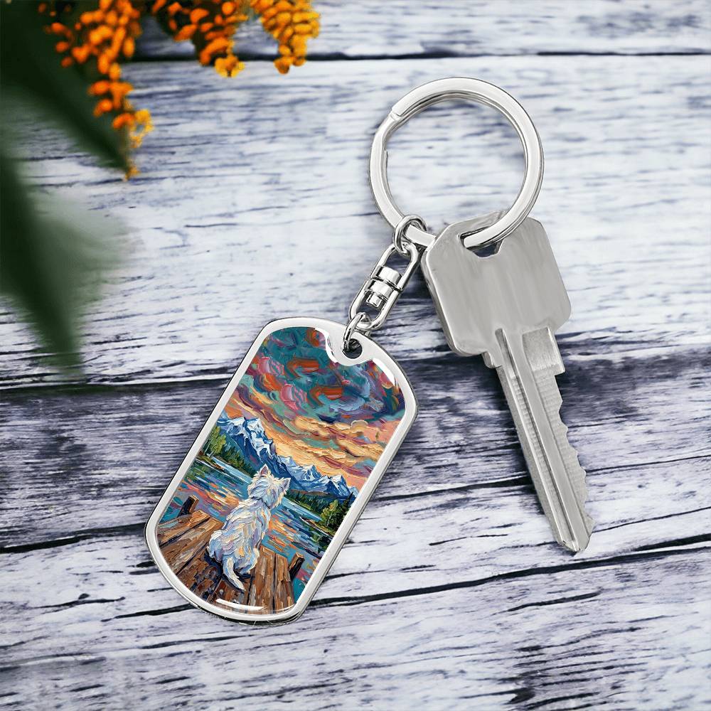 On The Dock - Westie Dog Tag Keychain