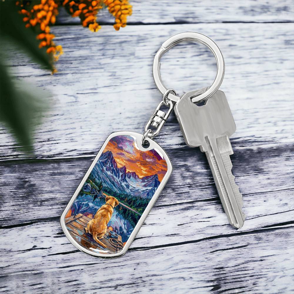 On The Dock - Golden Retriever Dog Tag Keychain