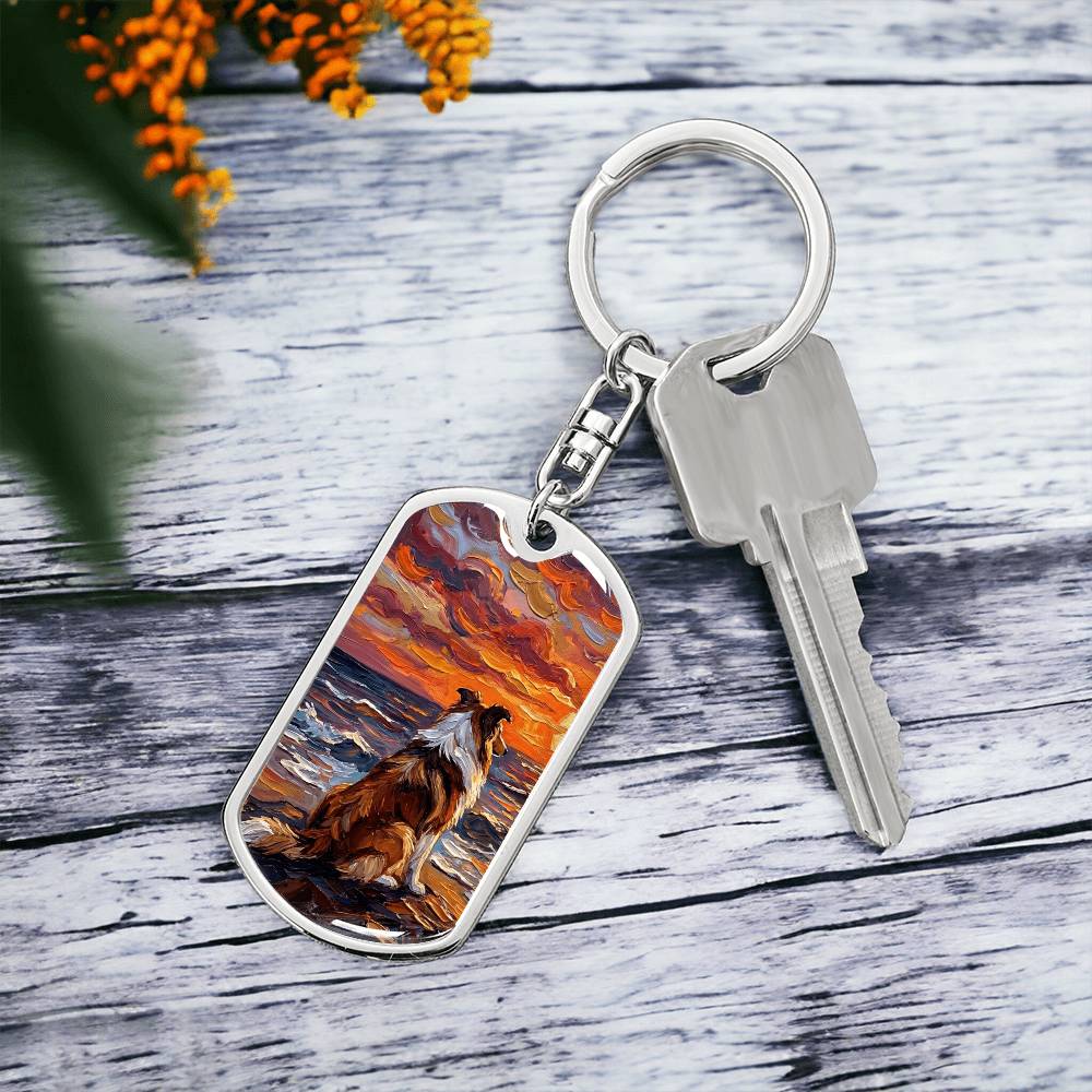 Beach Nights - Collie Dog Tag Keychain