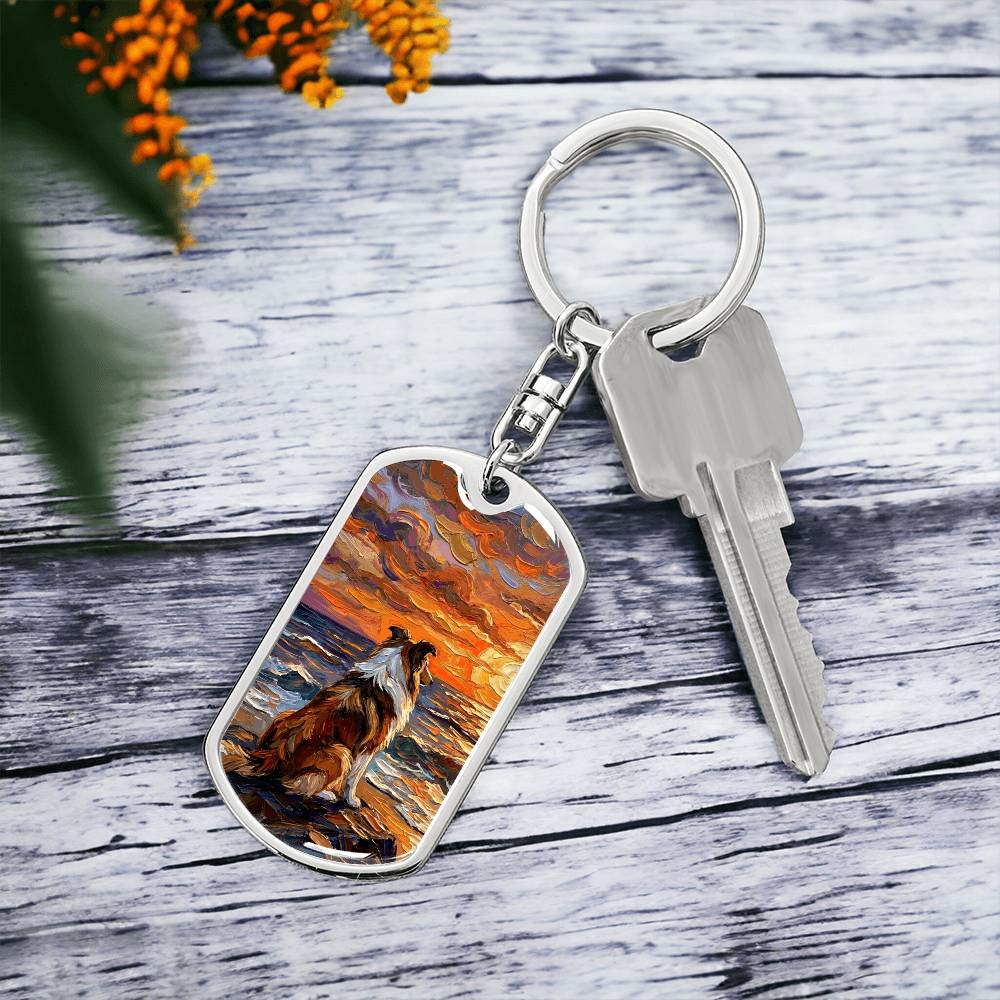 Beach Nights - Collie Dog Tag Keychain