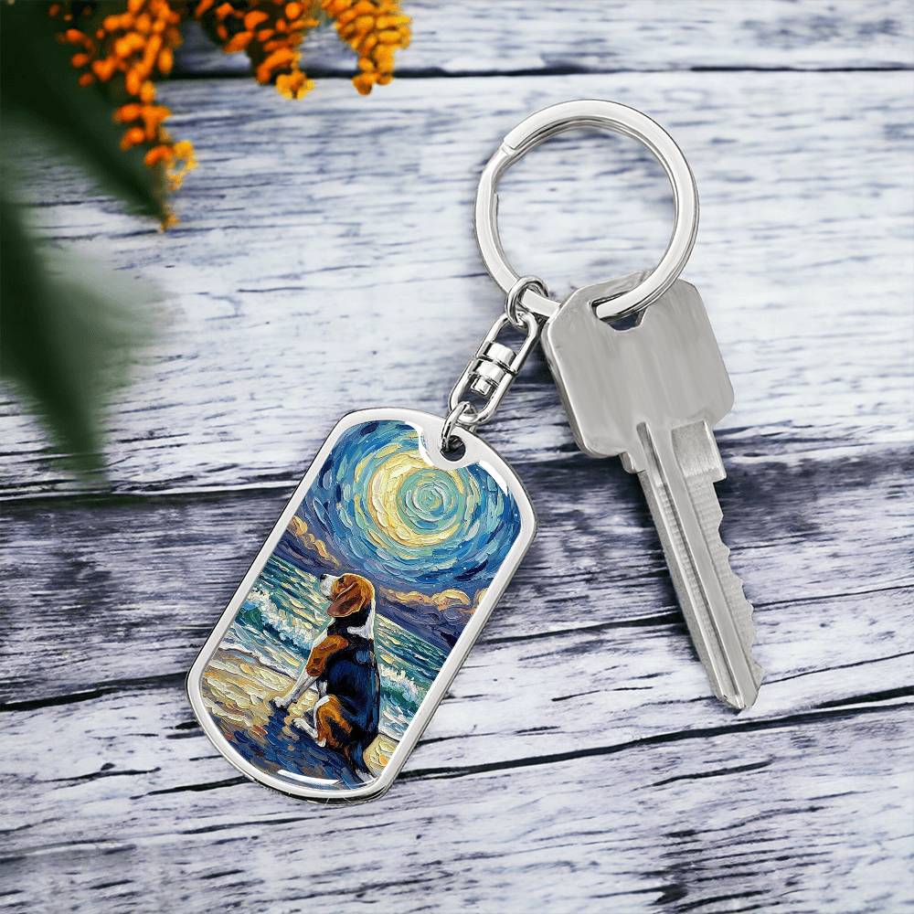 Beach Nights - Beagle Dog Tag Keychain
