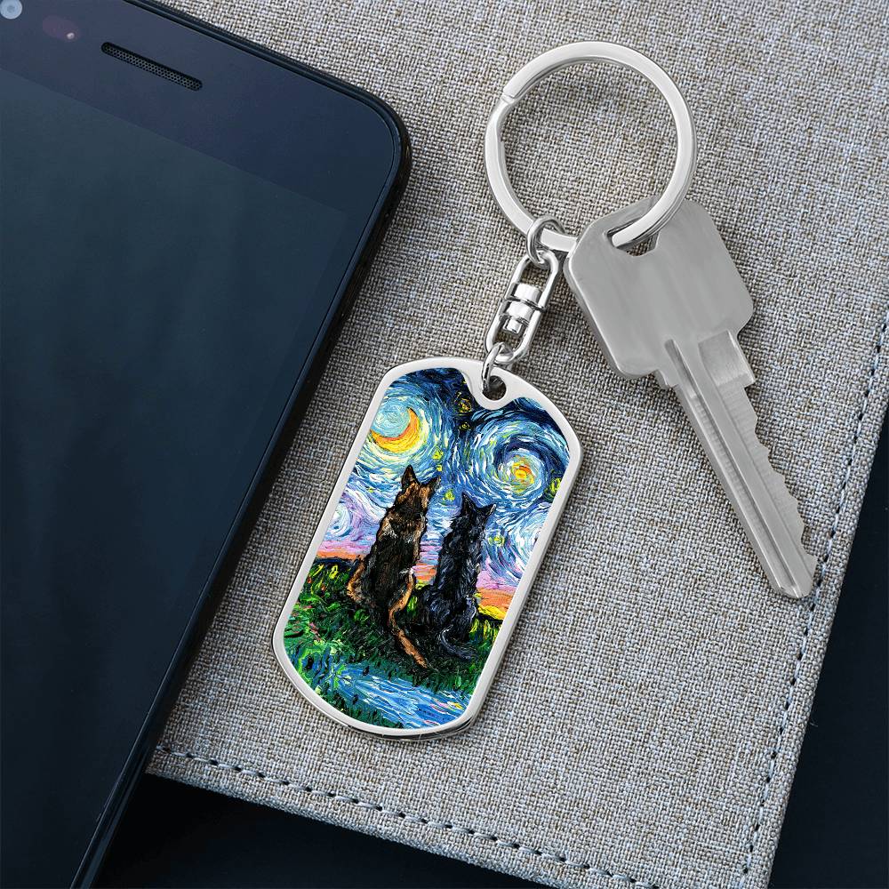Soulmates Starry Night Dog Tag Keychain