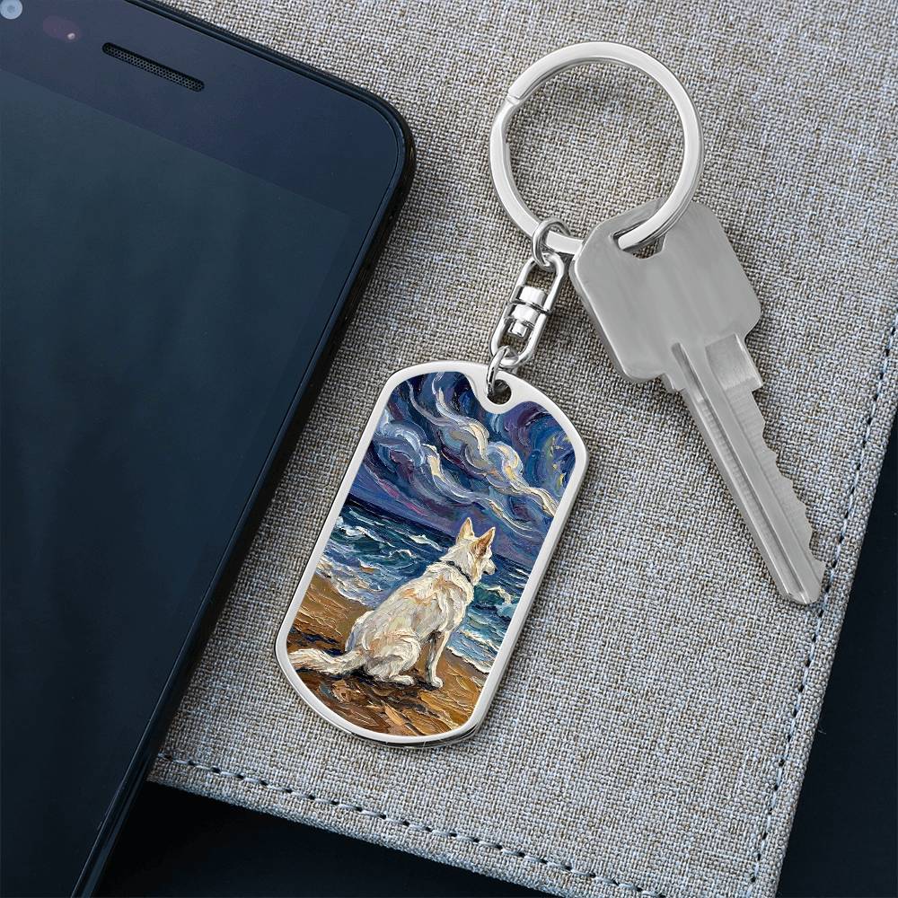 Beach Nights - Swiss Shepherd Dog Tag Keychain
