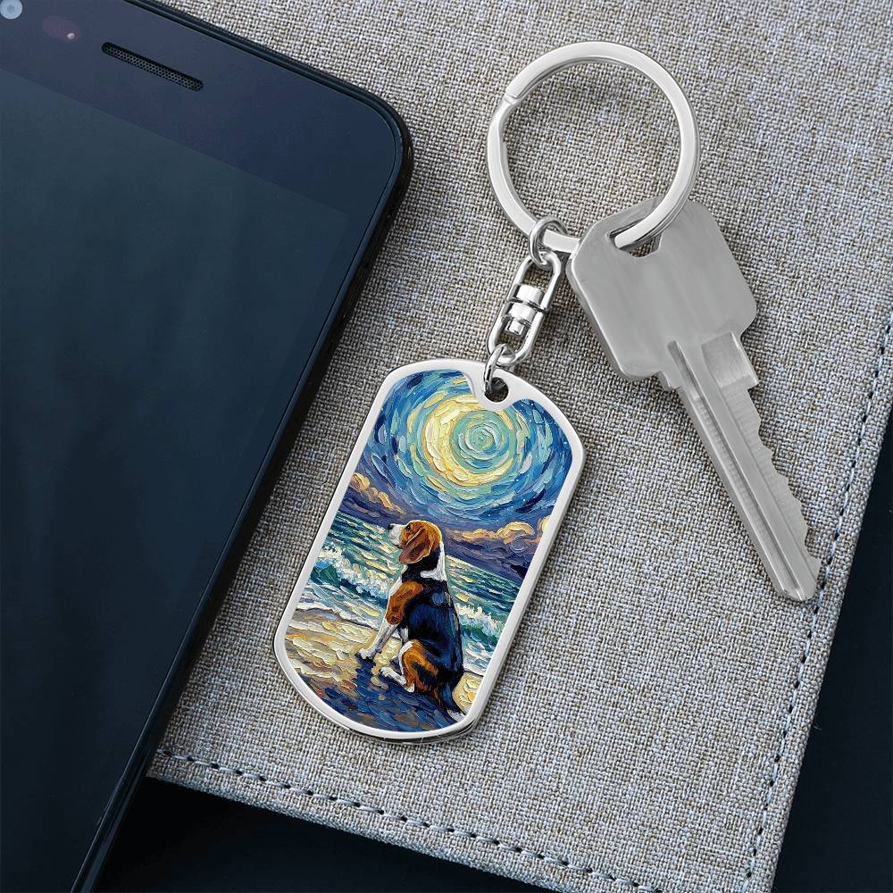 Beach Nights - Beagle Dog Tag Keychain