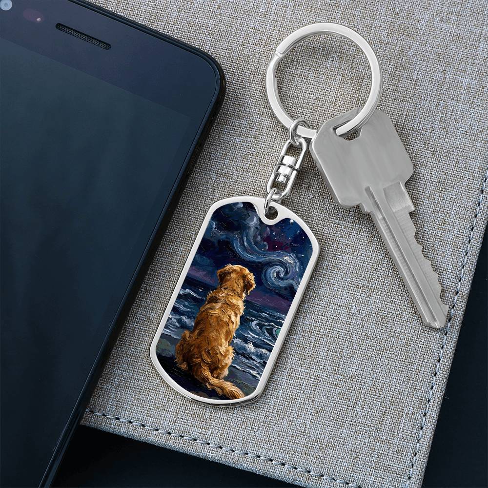Beach Nights - Golden Retriever Dog Tag Keychain
