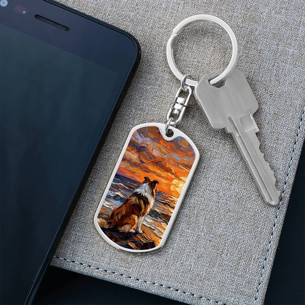 Beach Nights - Collie Dog Tag Keychain