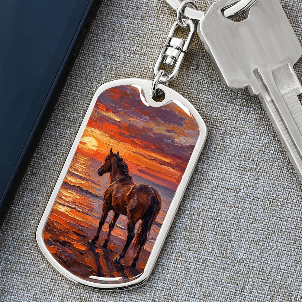 Sunset - Chocolate Mare Dog Tag Keychain