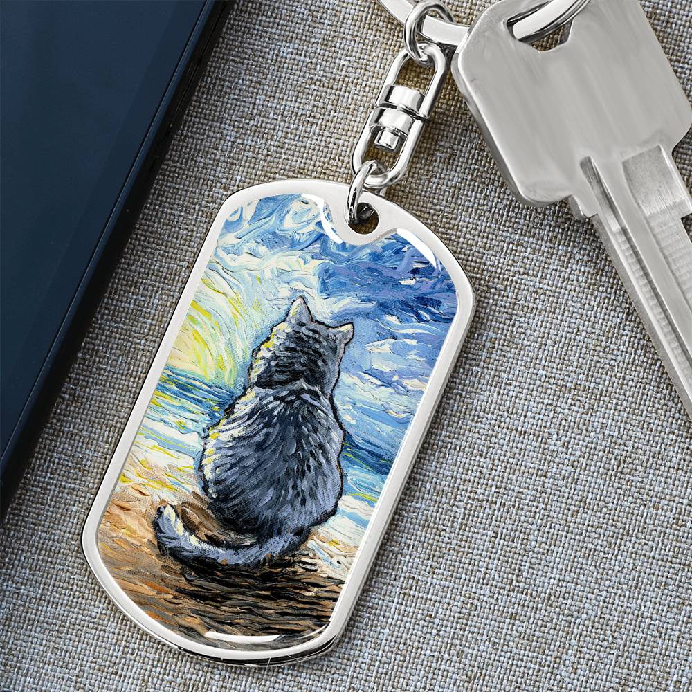Beach Days - Nebelung Cat Dog Tag Keychain