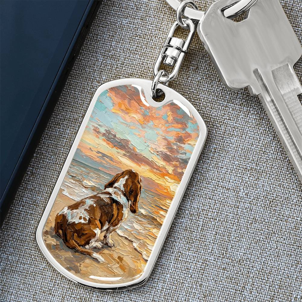 Beach Days - Basset Hound Dog Tag Keychain
