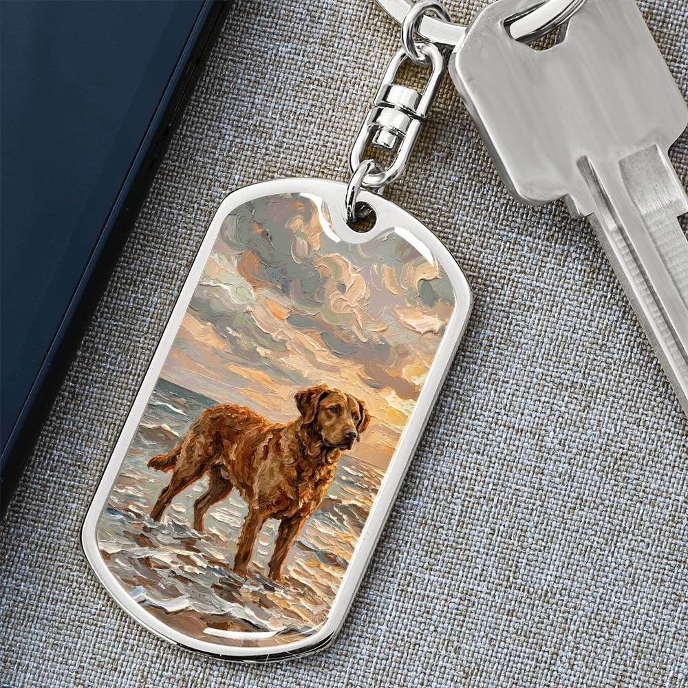 Beach Day - Chesapeake Bay Retriever Dog Tag Keychain
