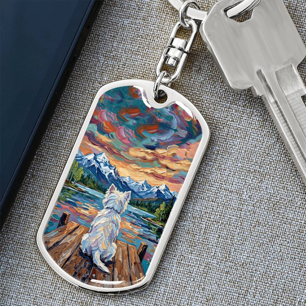 On The Dock - Westie Dog Tag Keychain