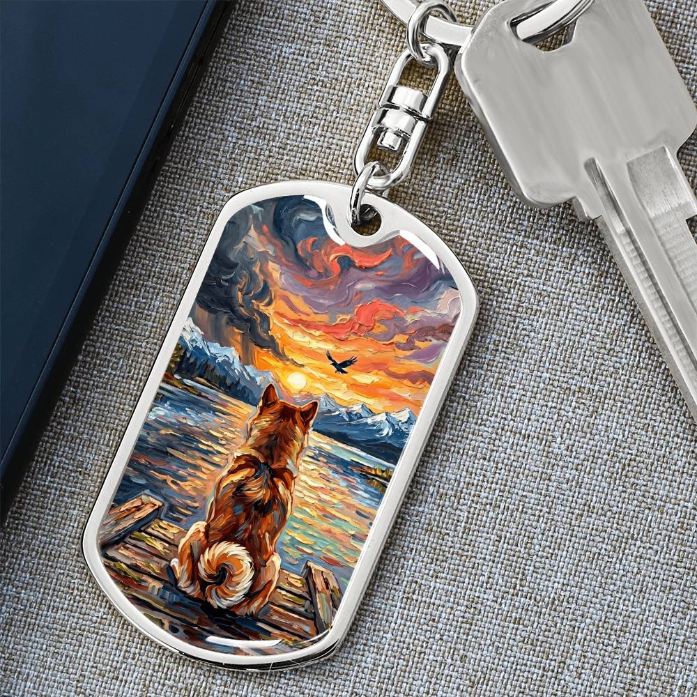 On The Dock - Shiba Inu Dog Tag Keychain