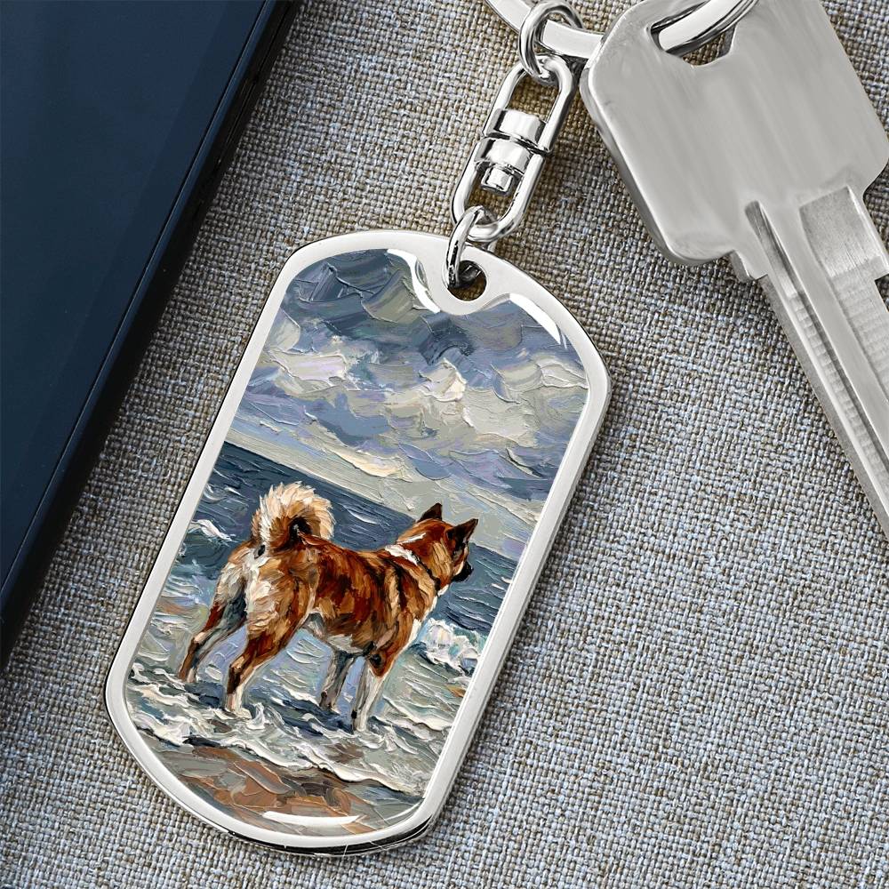 Beach Day - Akita Inu Dog Tag Keychain