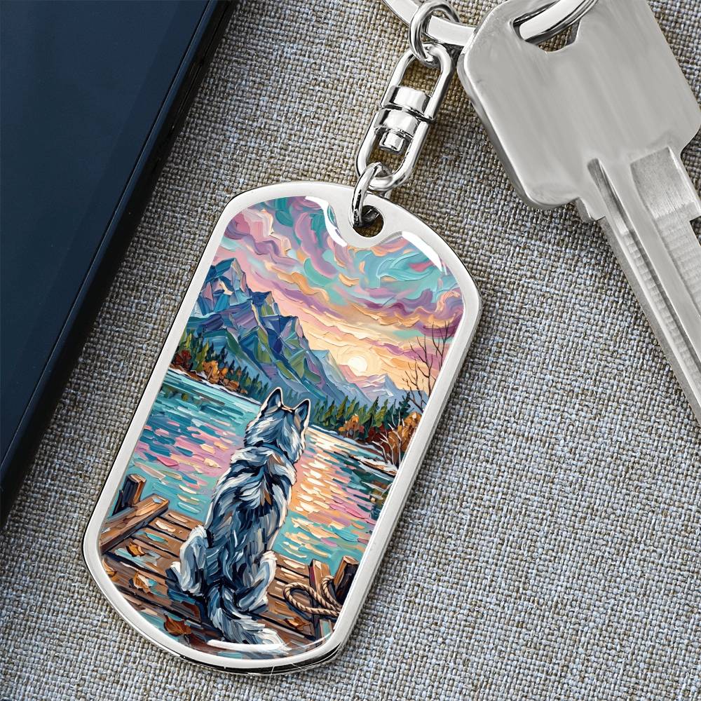 On The Dock - Husky Dog Tag Keychain