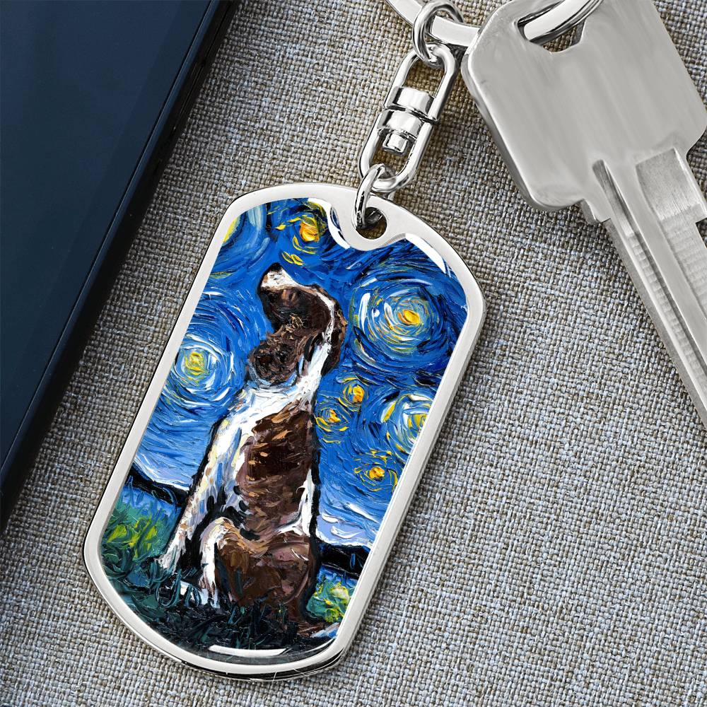 English Springer Spaniel Starry Night Dog Tag Keychain