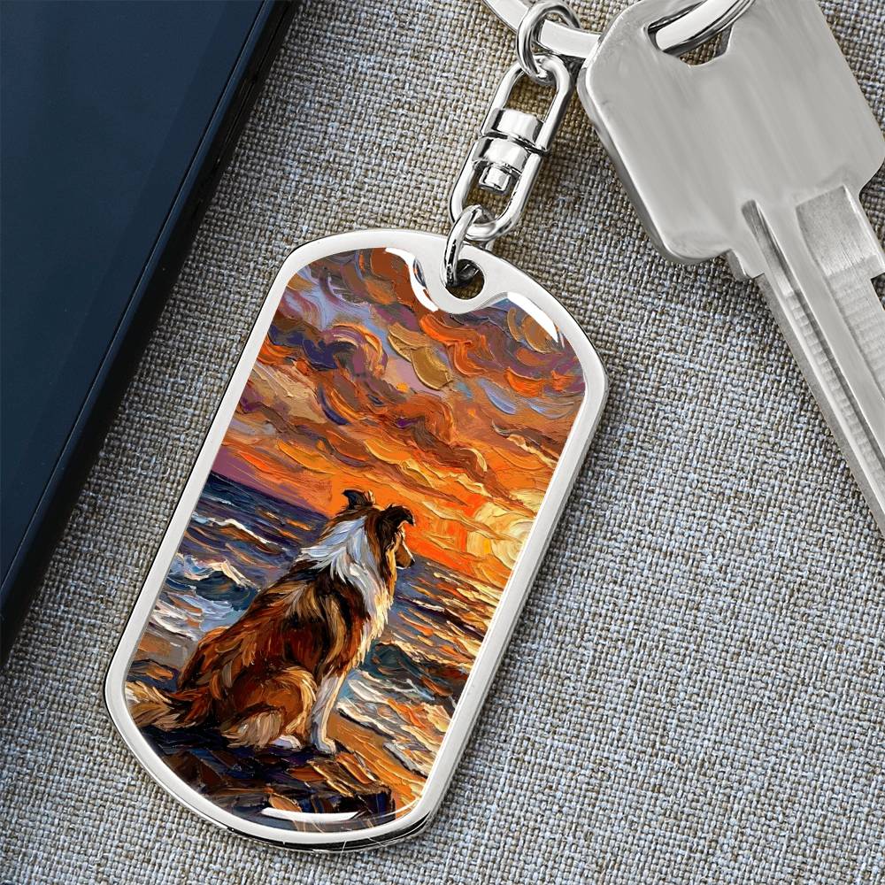 Beach Nights - Collie Dog Tag Keychain