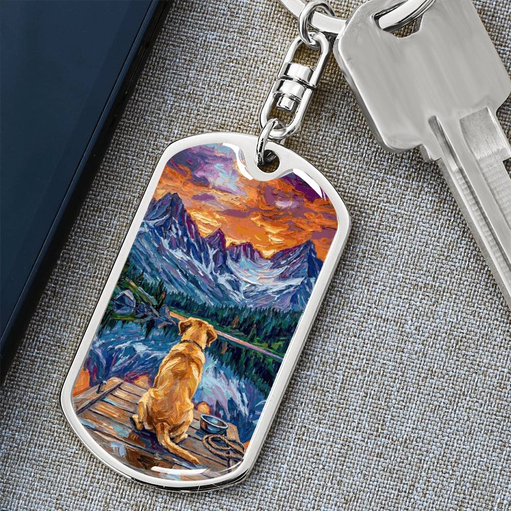 On The Dock - Golden Retriever Dog Tag Keychain