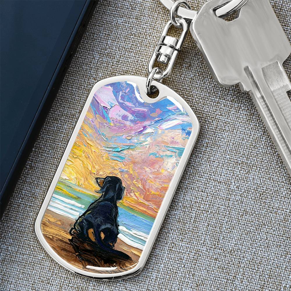 Beach Days - Dachshund Dog Tag Keychain