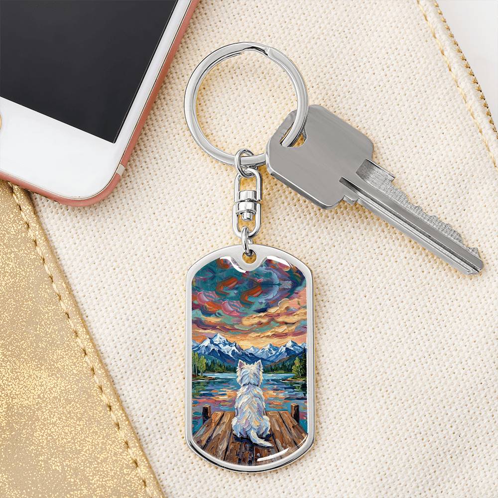 On The Dock - Westie Dog Tag Keychain