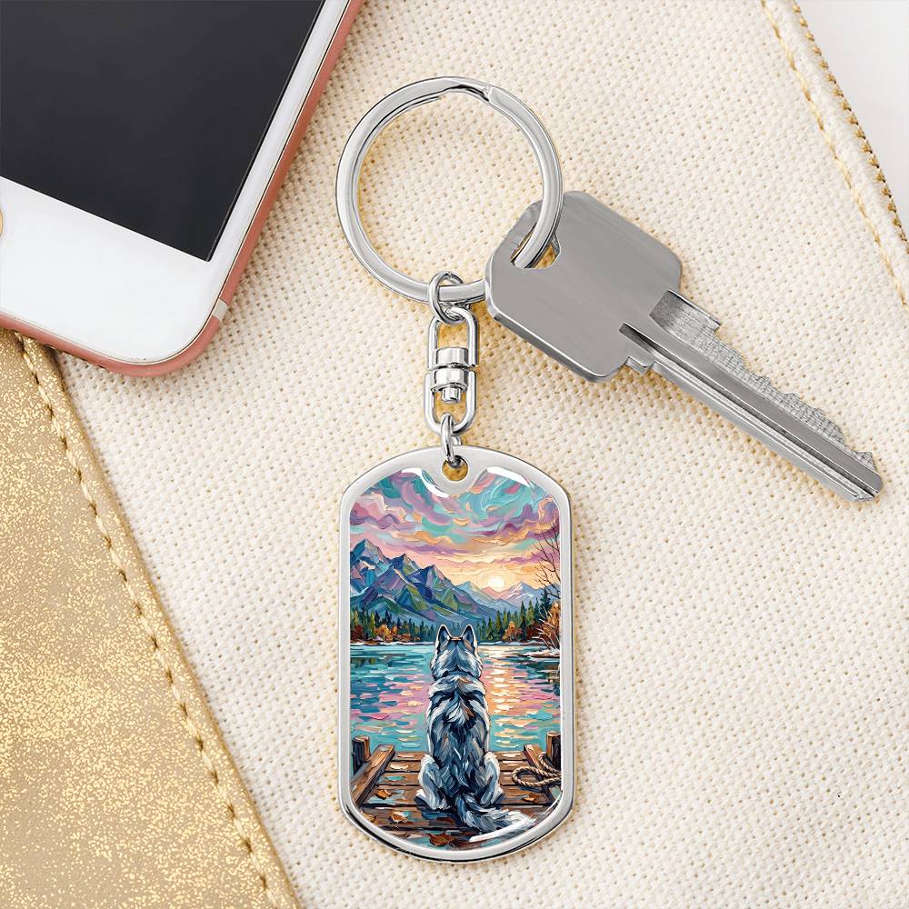 On The Dock - Husky Dog Tag Keychain