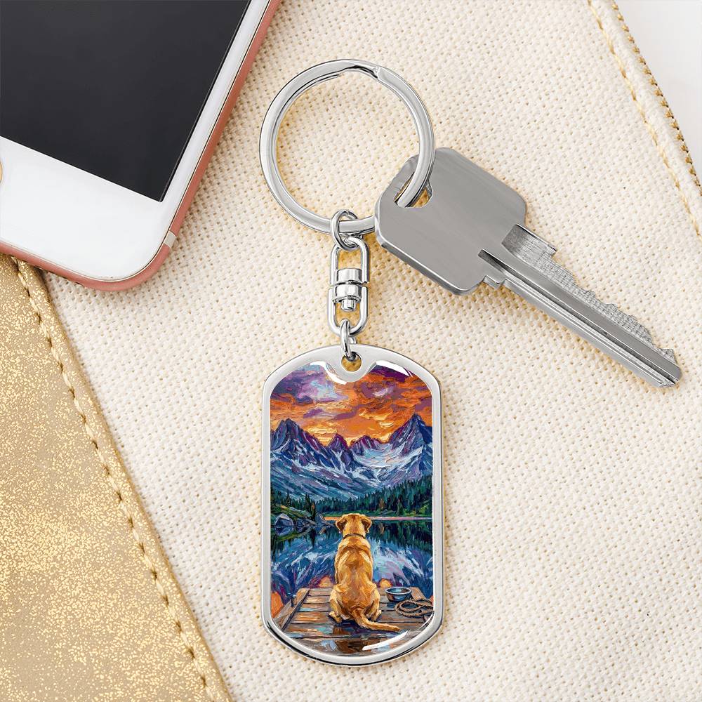 On The Dock - Golden Retriever Dog Tag Keychain