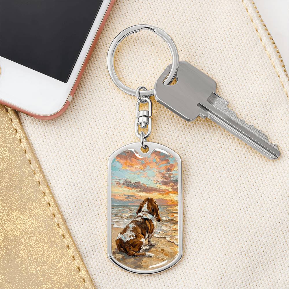 Beach Days - Basset Hound Dog Tag Keychain