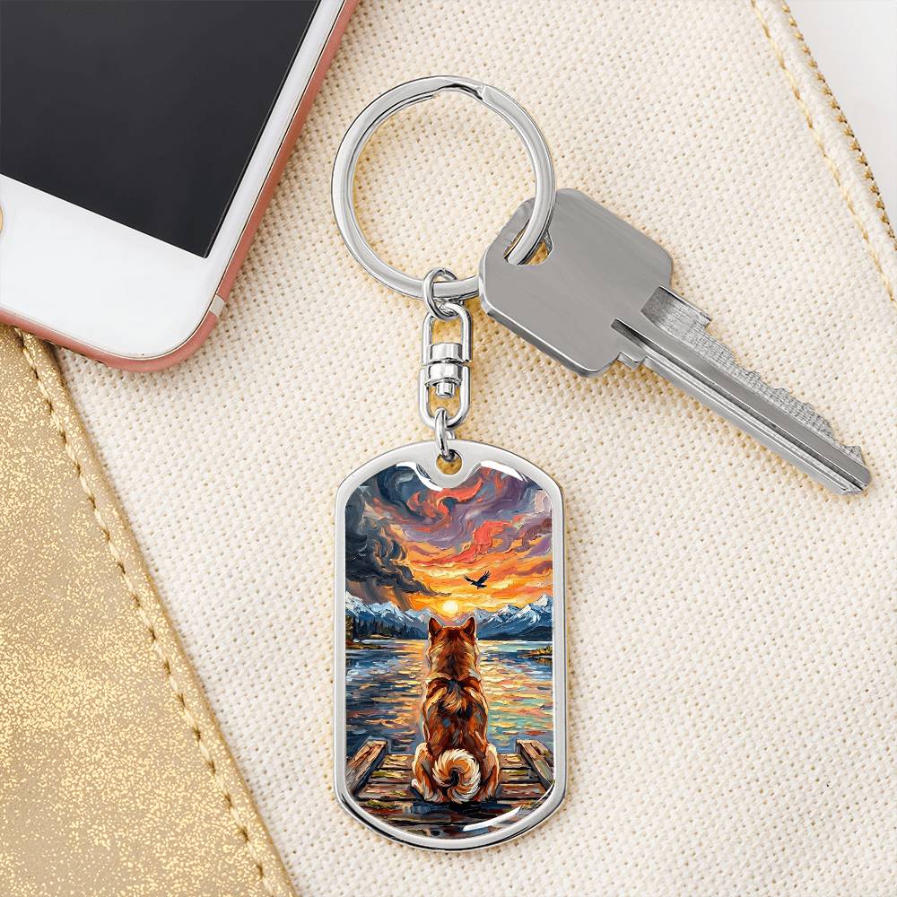 On The Dock - Shiba Inu Dog Tag Keychain