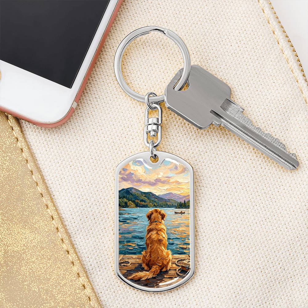 Vacation - Golden Retriever Dog Tag Keychain