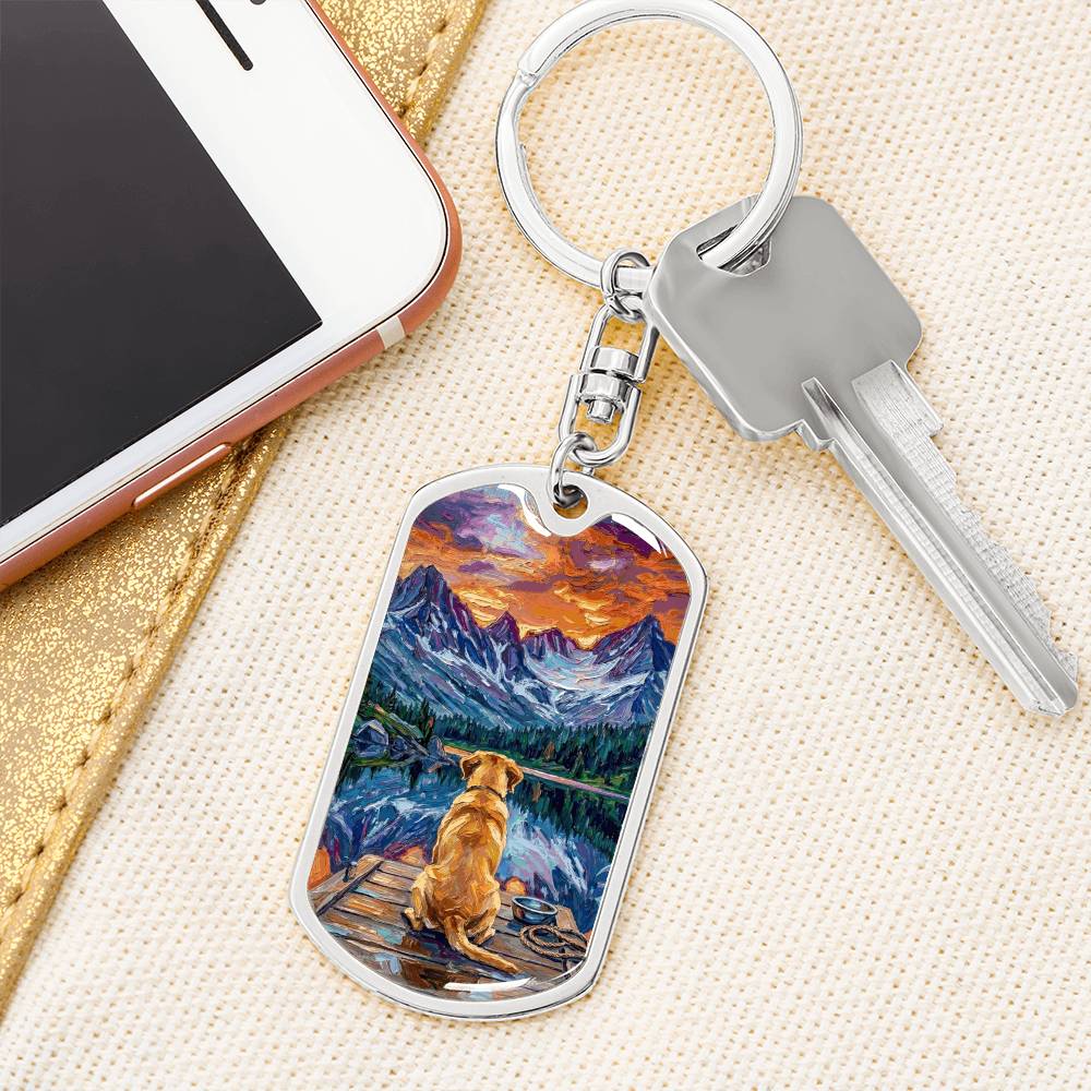 On The Dock - Golden Retriever Dog Tag Keychain