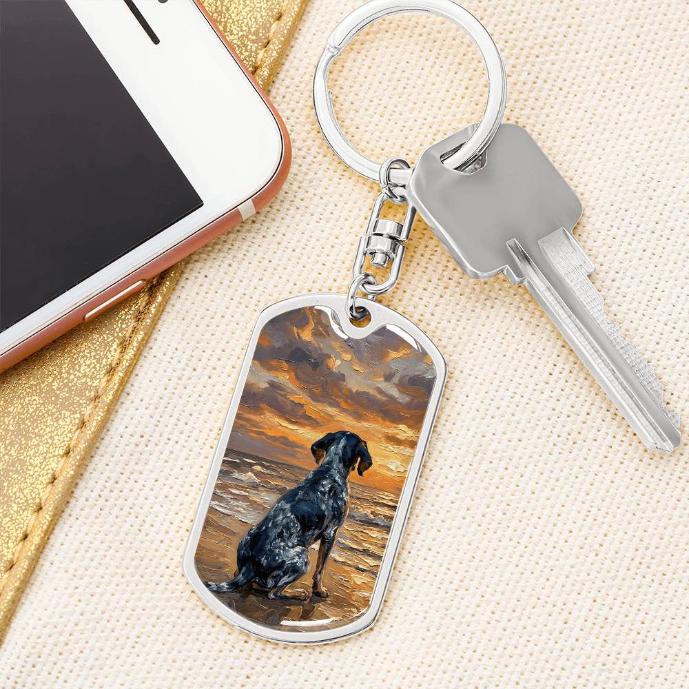 Beach Days - Blue Tick Coonhound Dog Tag Keychain