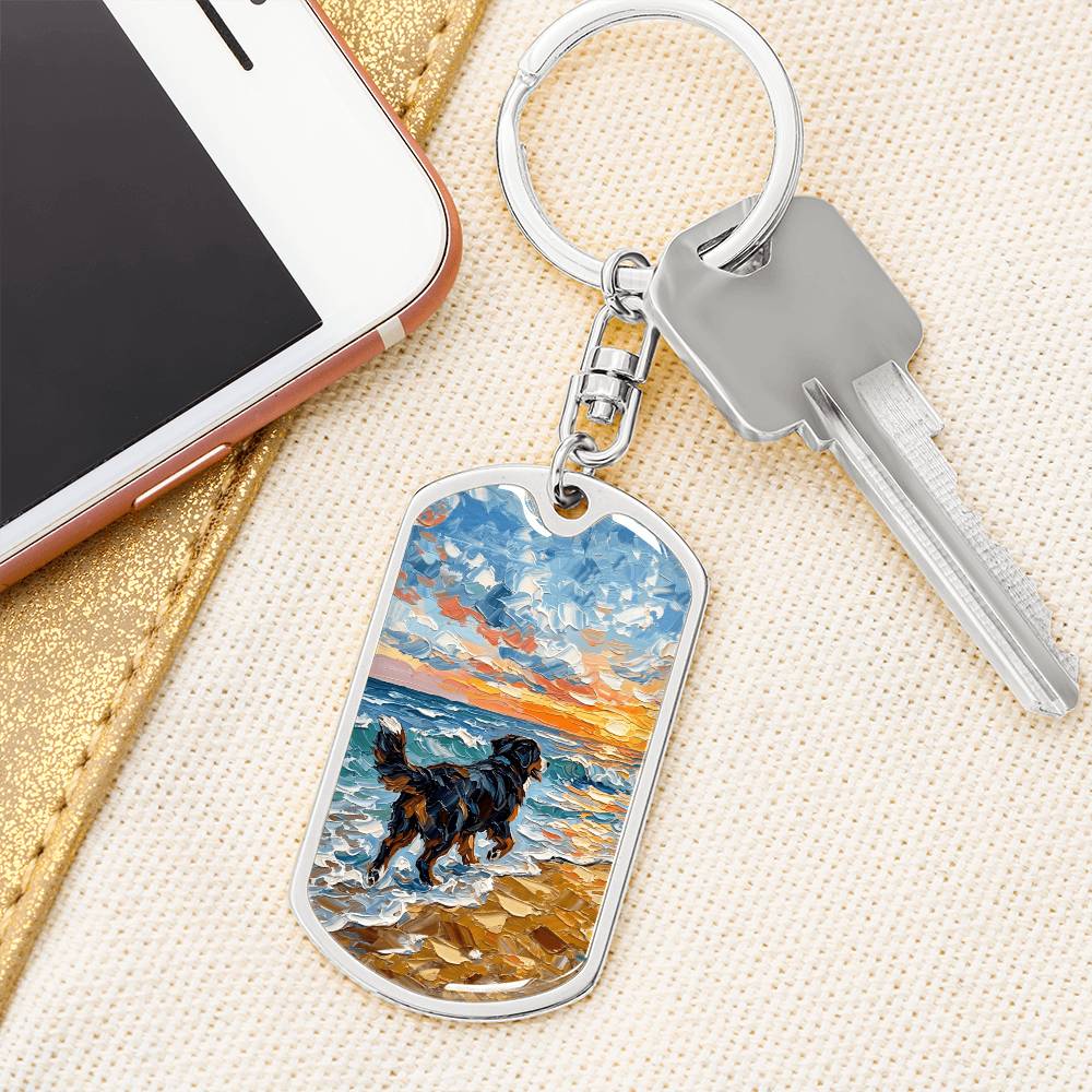 Beach Days - Bernese Mountain Dog Dog Tag Keychain