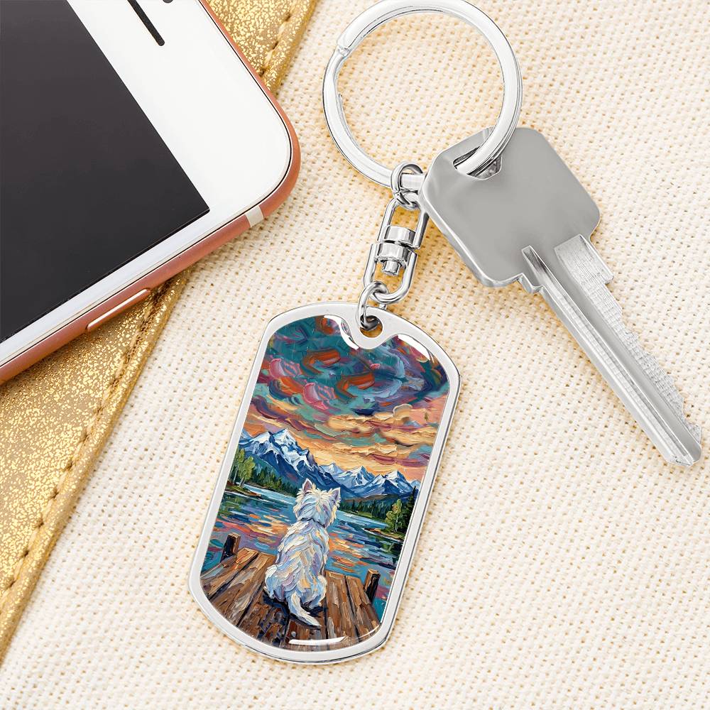 On The Dock - Westie Dog Tag Keychain