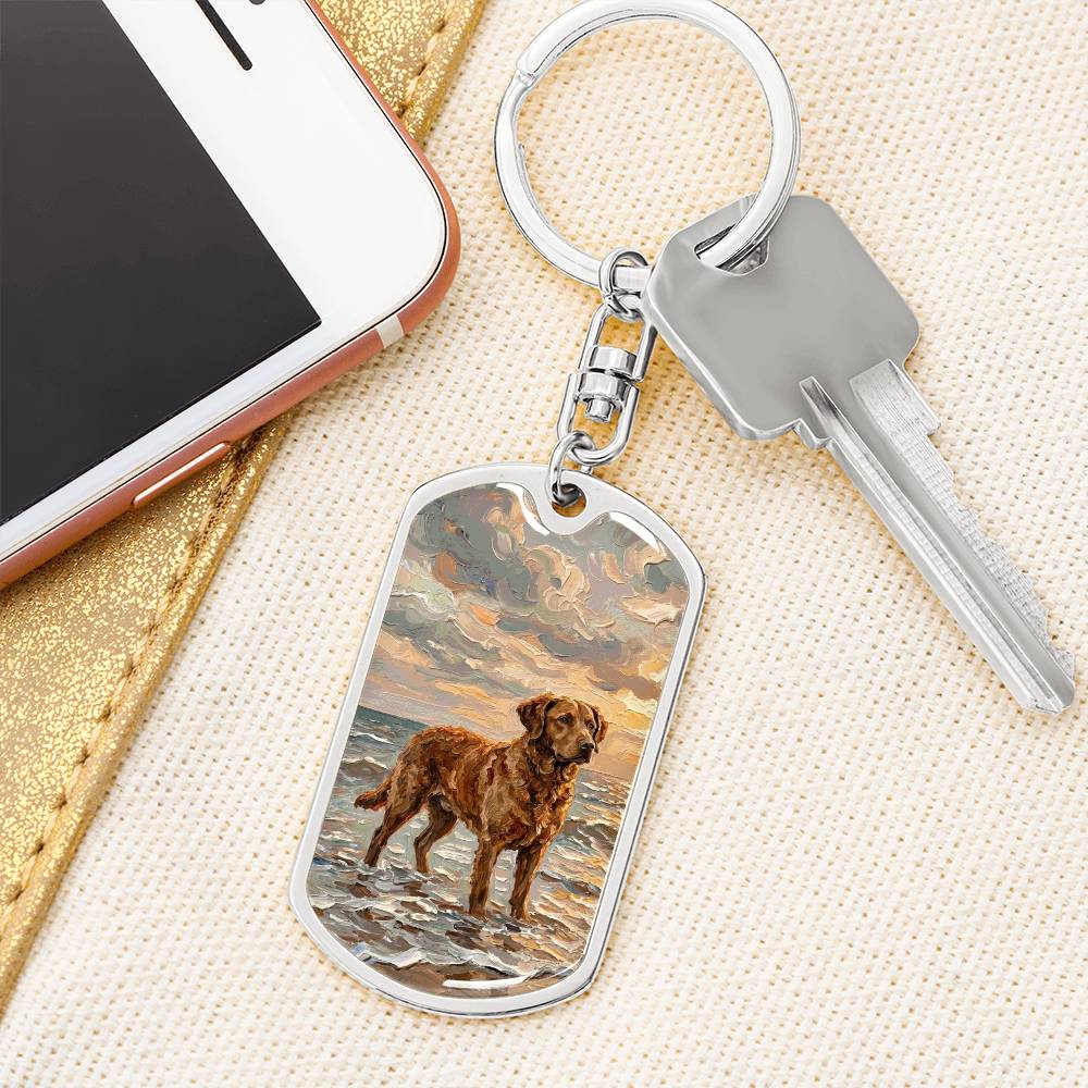 Beach Day - Chesapeake Bay Retriever Dog Tag Keychain