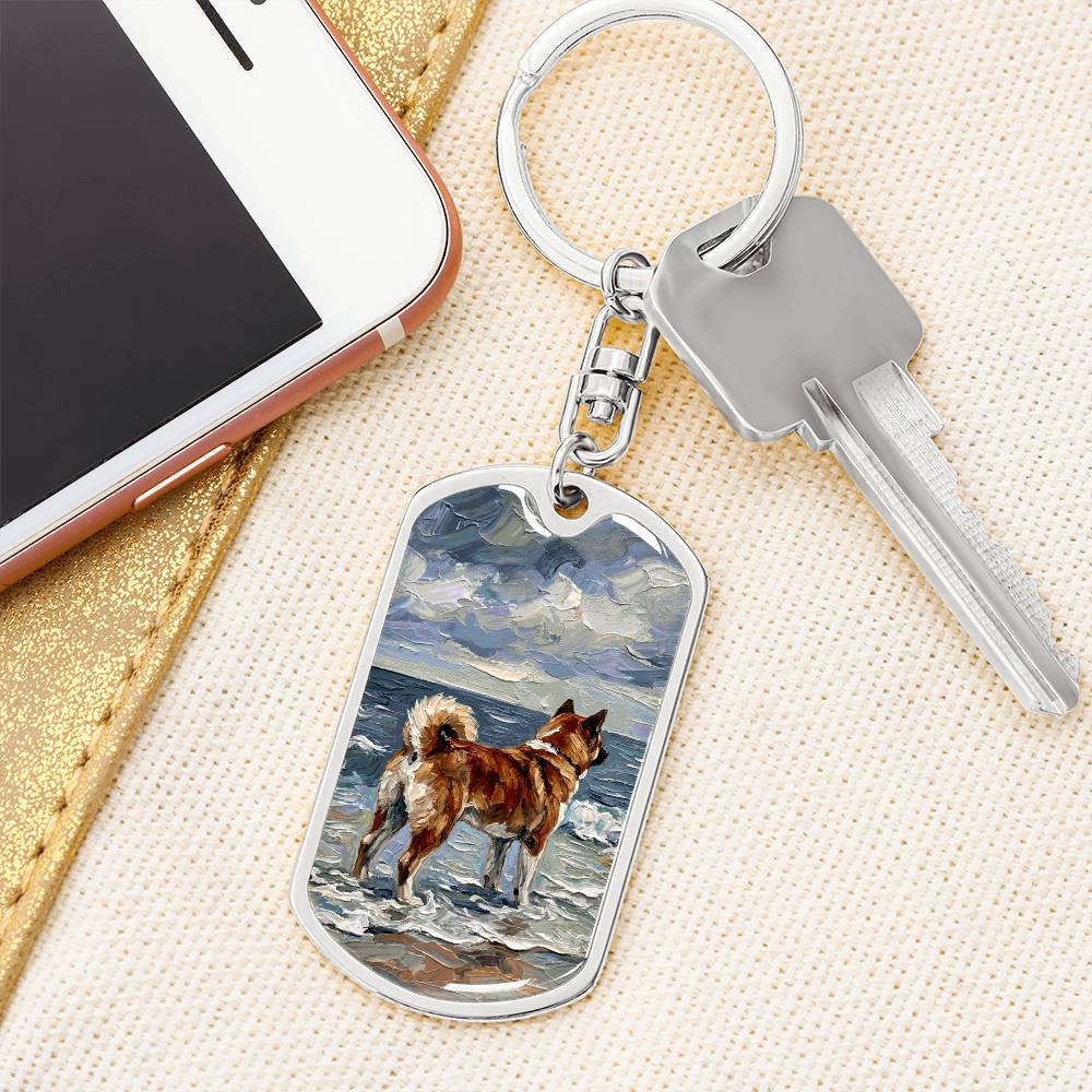 Beach Day - Akita Inu Dog Tag Keychain