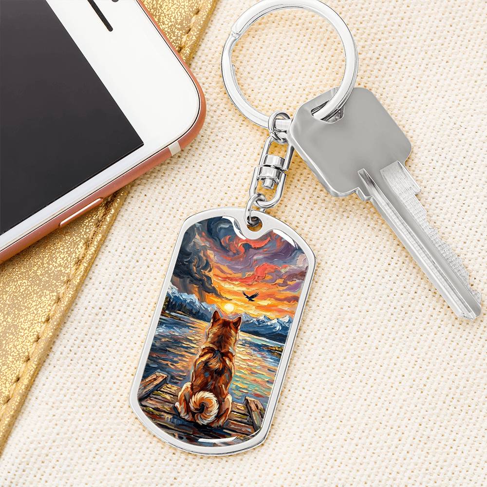 On The Dock - Shiba Inu Dog Tag Keychain