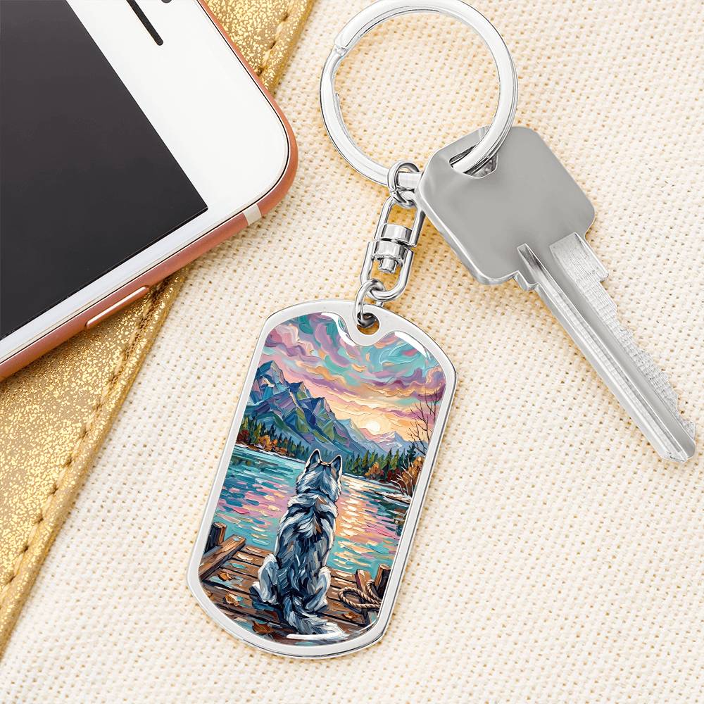 On The Dock - Husky Dog Tag Keychain