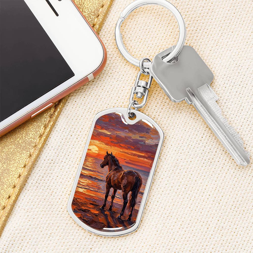 Sunset - Chocolate Mare Dog Tag Keychain
